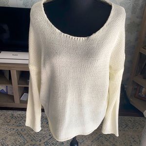 Cream crochet dolman sleeve sweater, size large